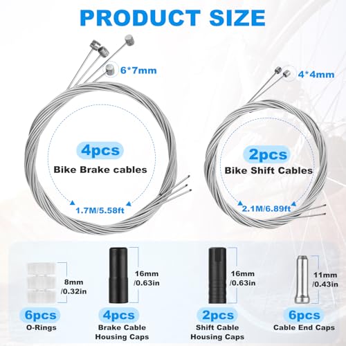 Universal MTB Brake and Shifter Cable Kit - Stainless Steel Replacement Set