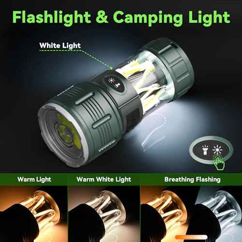 Rechargeble Flashlights High Lumens, 10 Modes 2000 Lumens Super Bright Handheld LED Flashlight, 4500mAh Waterproof Powerful Camping Flashlight for Emergency, Hiking