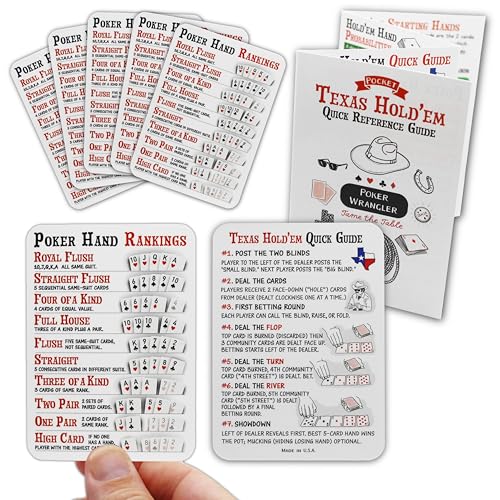 Poker Cheat Sheets Set of 5 – Texas Hold'em Hand Rankings & Quick Reference Guide