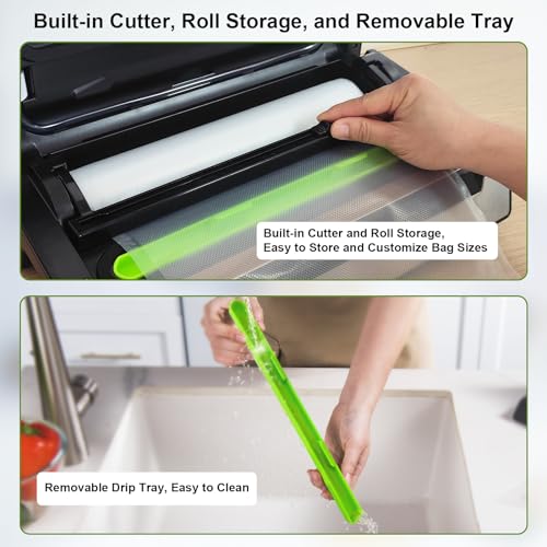 Vacuum Sealer Machine with Double Heat Seal & Built-in Cutter