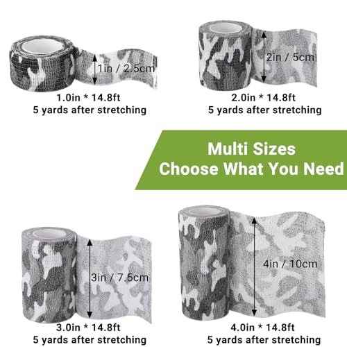Treaful Black White Camo Wraps Tape 3in x 14.8ft Self-Adhesive Camouflage Bandage for Outdoor Sports