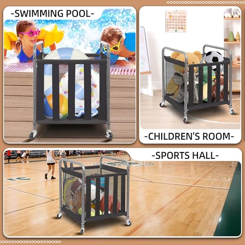 Rolling Sports Ball Storage Cart - Durable Garage Organizer