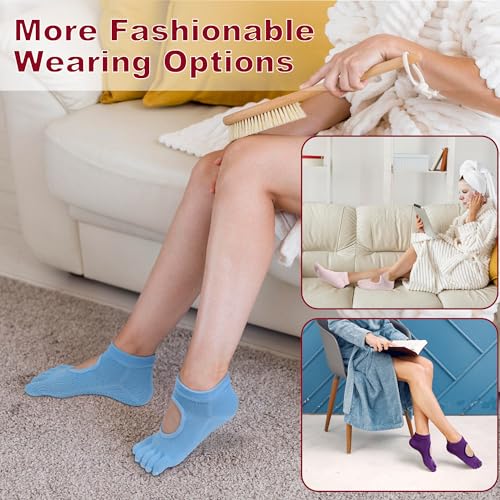 Non-Slip Pilates & Yoga Socks with Grips - Closed Toe Blue