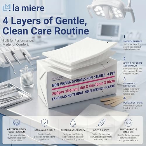 200 Pack Non-Sterile 4"x4" Non-Woven Medical Sponges - 4-Ply