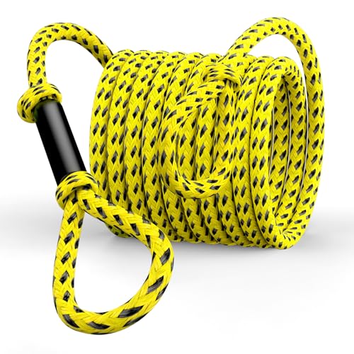 60FT Heavy Duty Boat Tow Rope for Tubing - Yellow & Black, 3 Person