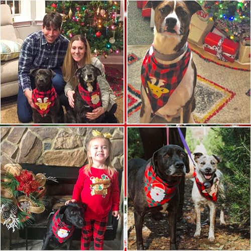 Christmas Dog Bandanas - 2 Pack Santa Claus & Elk, 100% Cotton
