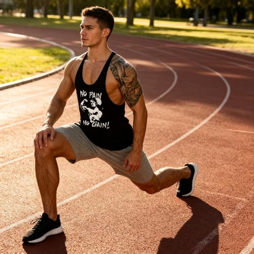 Men's Workout Tank Top - Gym Muscle Y Back Shirt - X-Large Black