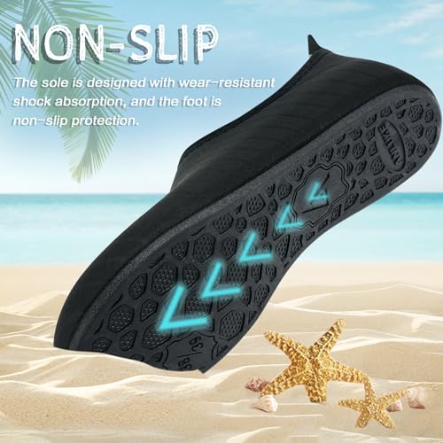 Quick-Dry Water Shoes for Men & Women - Size 8.5-9.5/7.5-8, Black