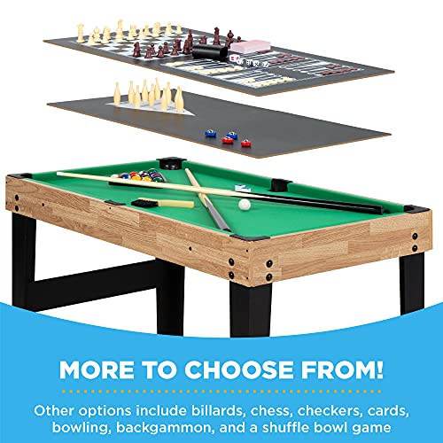 10-in-1 Game Table Set - Pool, Foosball, Air Hockey, Chess & More - Natural
