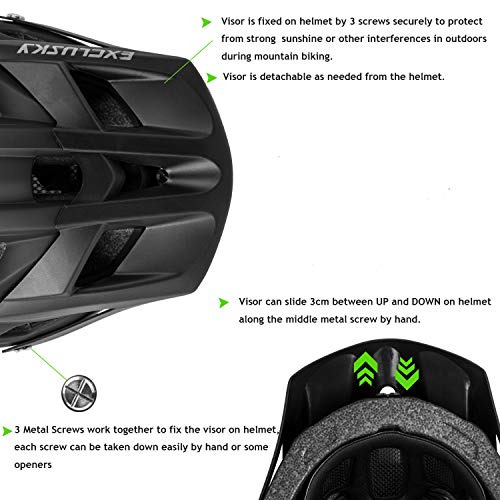 Lightweight Mountain Bike Helmet for Adults with Visor - A-Black