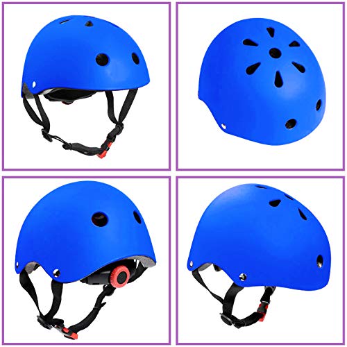 Adjustable Kids Helmet with Protective Gear Set - Blue, Small (18.9"-21.26")