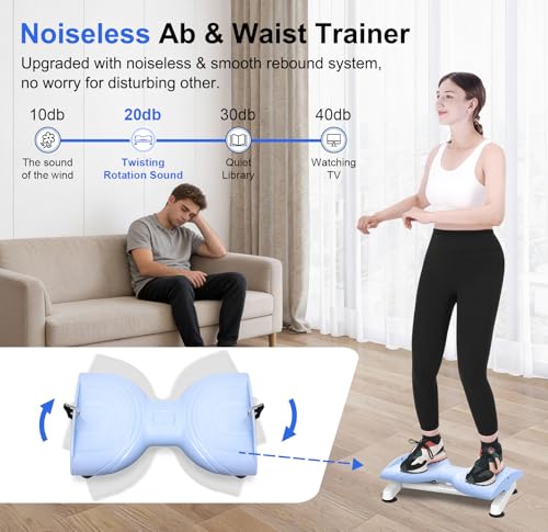 Waist Twist Machine for Weight Loss - Blue | Ab Twist Board with Pilates Bar & Resistance Bands