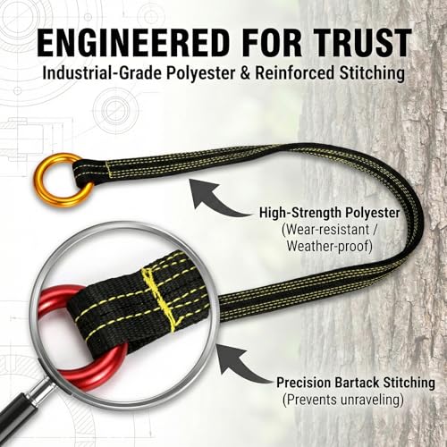 Feiyagoo Arborist Friction Saver Tree Climbing Cambium Saver Loop Belt Retrievable Anchor 35.4 in
