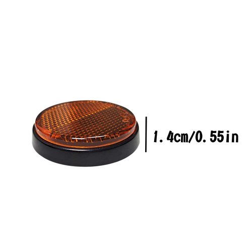 BAR Stick-on Round Reflectors - Safety Spoke Reflective Quick Mount Custom Accessories Adhesive Reflector for Mailboxes, Stakes, Houses, Cars, Trailer, Trucks, Bicycle (Amber-D:2.36*H:0.55inch, 2Pcs)