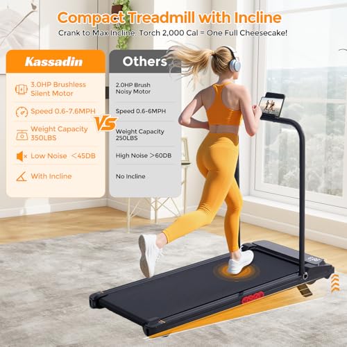 Portable Electric Walking Pad Treadmill with Incline - 3.0HP, 350LB Capacity
