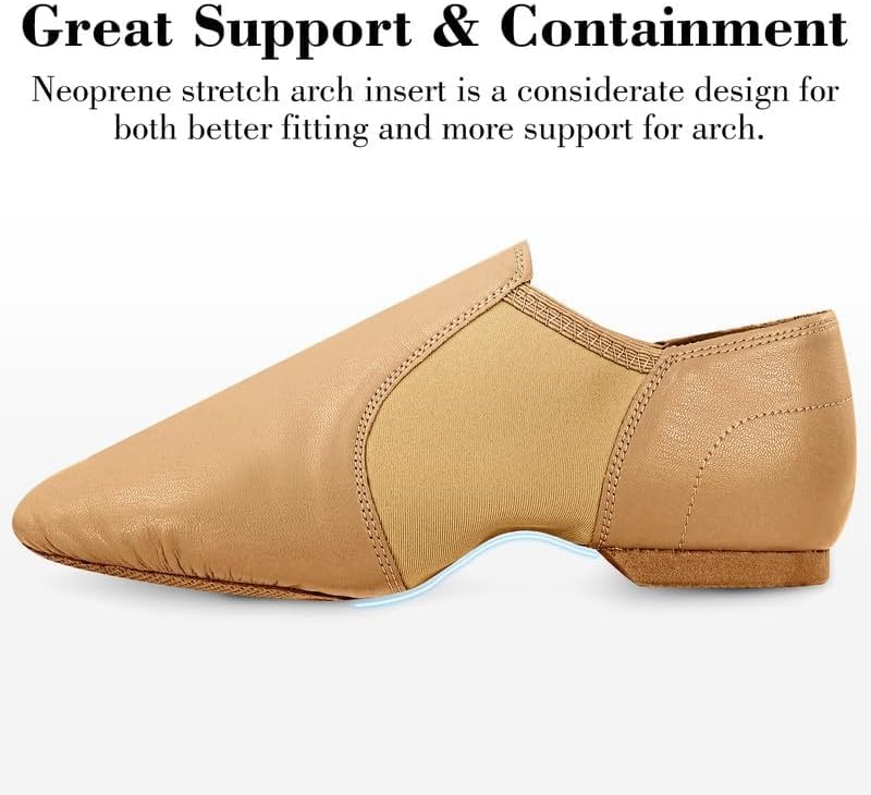 Skiennix Jazz Shoes - Leather Sole Slip-On Dance Shoes for Kids | Black & Brown Options