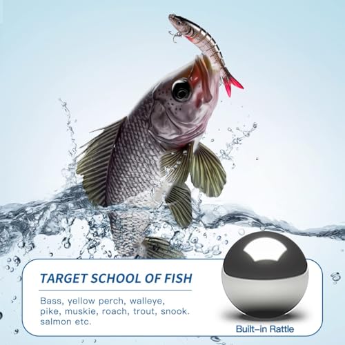 Topwater Bass Fishing Lure Kit - 5 Pack Multi-Jointed Swimbaits