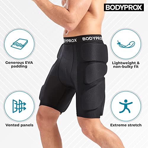 Protective Padded Shorts for Snowboarding & Skiing - Large Black