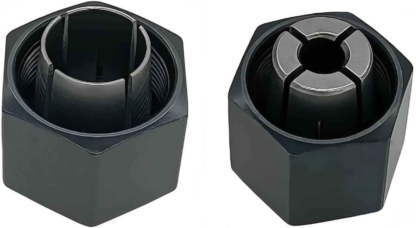 1/4" and 1/2" Router Collet Kit replace For Dewalt 326286-04 326286-03 Boschh 2610906283 2610906284 Hitachi 323-293 323-421 Big Horn 19691 19693 & RC050DW RC025DW (2 Pck)