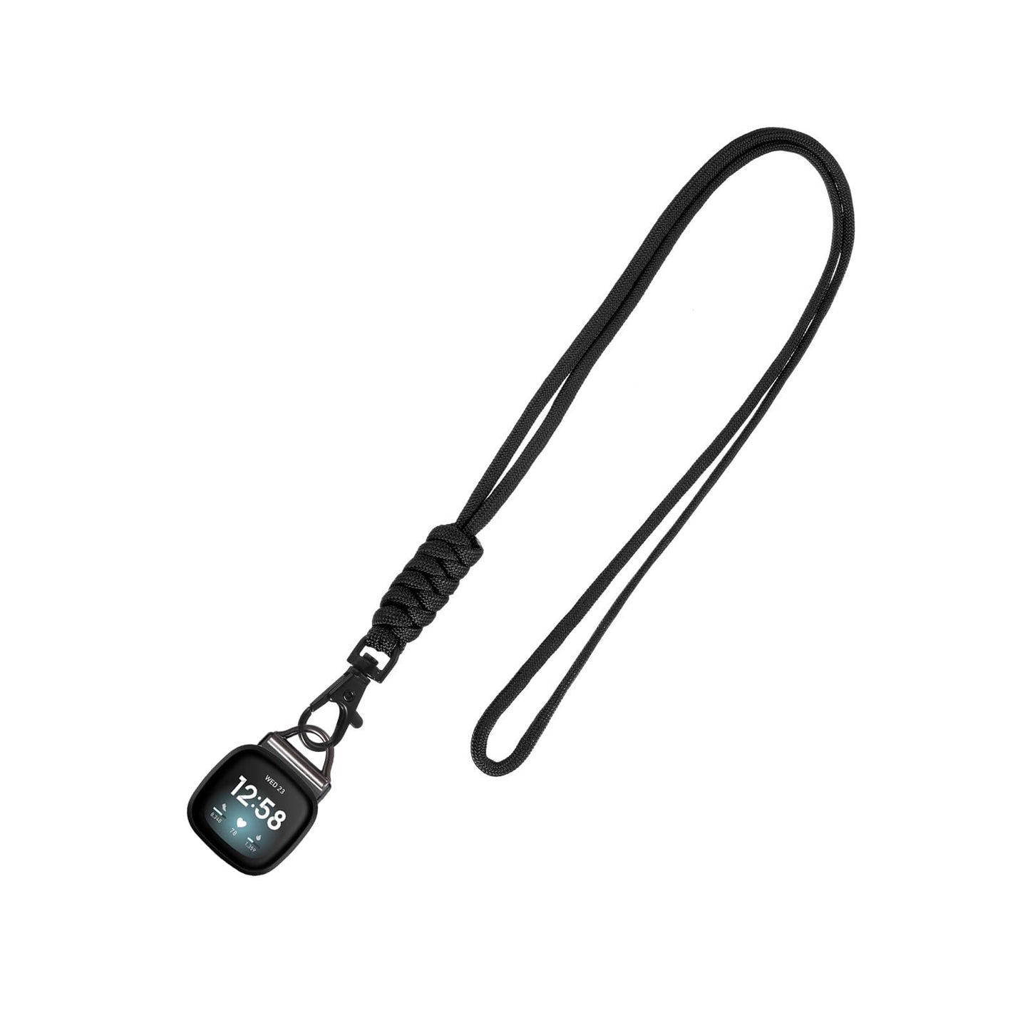 Nylon Necklace Compatible with Fitbit Versa 4/Versa 3/Sense 2/Sense Weave Breathable Necklace Chain Pendent Clip Women Men