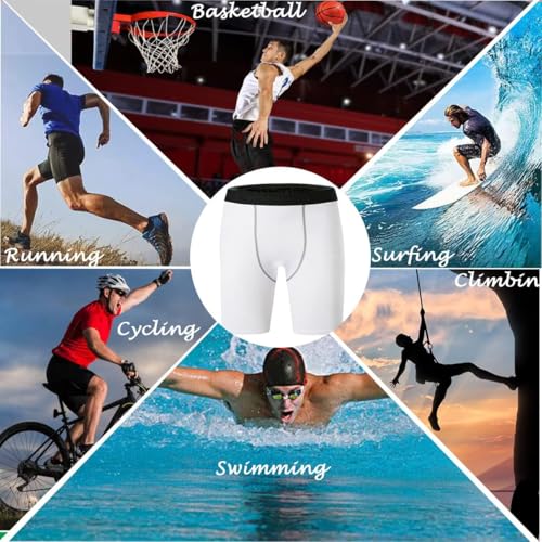 Men's Compression Running Shorts - Quick-Drying, Small, White