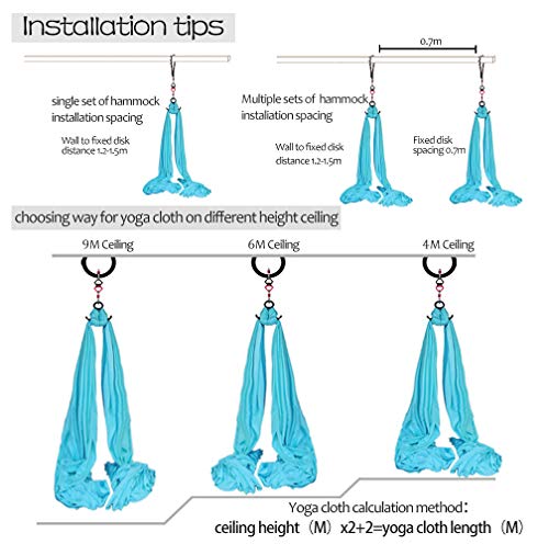 Aerial Silks Equipment Set - 11 Yards Yoga Hammock Swing - Black