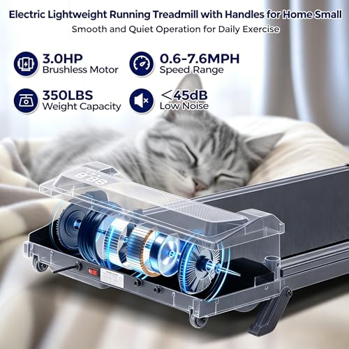 Portable Walking Pad Treadmill with Incline & Handle Bar - 350LBS Capacity