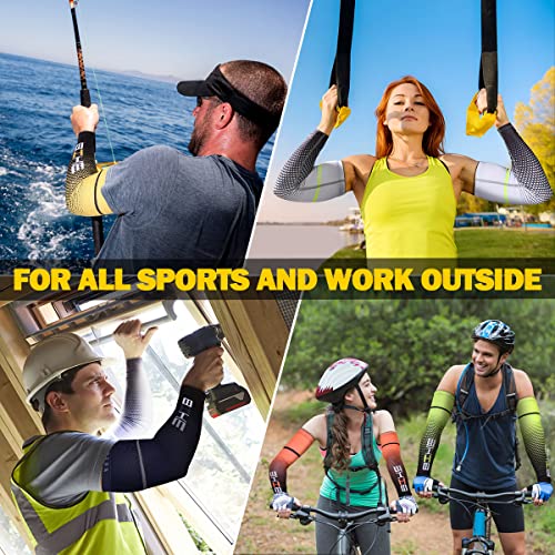 UV Protection Cooling Arm Sleeves for Men & Women - Large Yellow