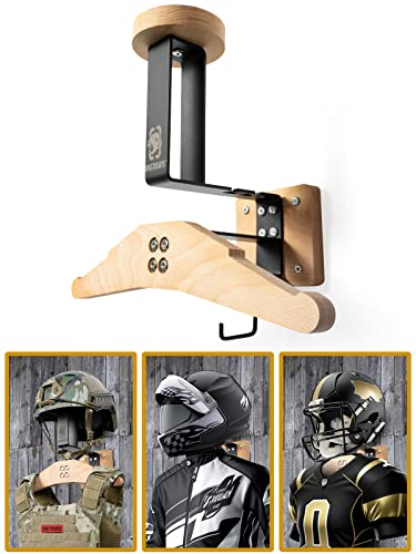 OneTigris Tactical Gear Wall Mount — Helmet, Vest & Belt Rack (Natural) | Heavy-Duty