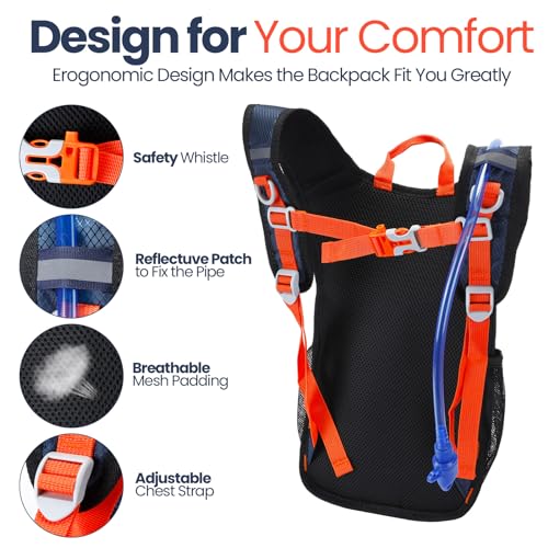 Kids Hydration Backpack Set - 2 Pcs Lightweight with 1.5L Bladder - Blue & Purple