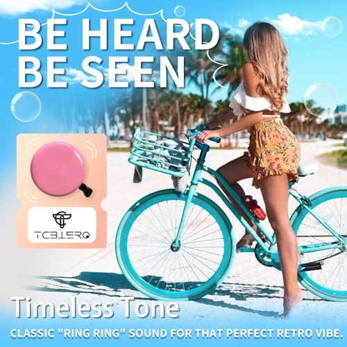 95dB Bike Bell for Cruisers - Rust-Proof Loud Ring Alarm - Pink