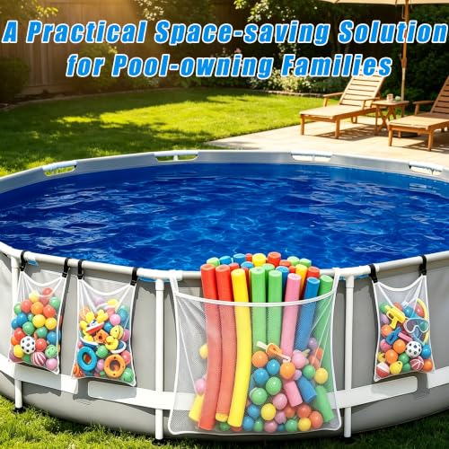 Wazitin 4-Piece Poolside Mesh Storage Bags Set for Above Ground Pools