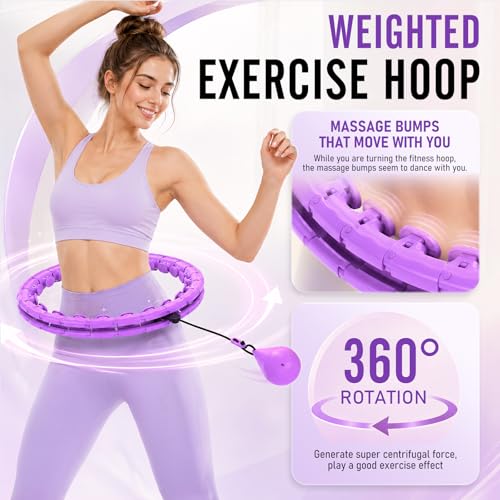 Weighted Hula Fitness Hoop & 12-Piece Pilates Kit for Home Workouts