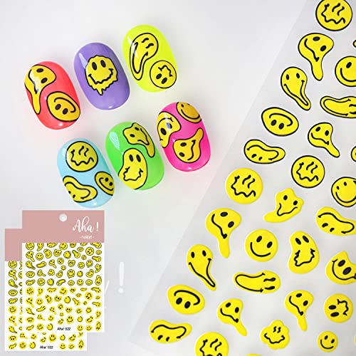 Abstract Yellow Twisted Face Nail Art Stickers - 2 Sheets