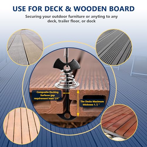 Fishbone Deck Anchor for Furniture - Marine Grade Stainless Steel - Black