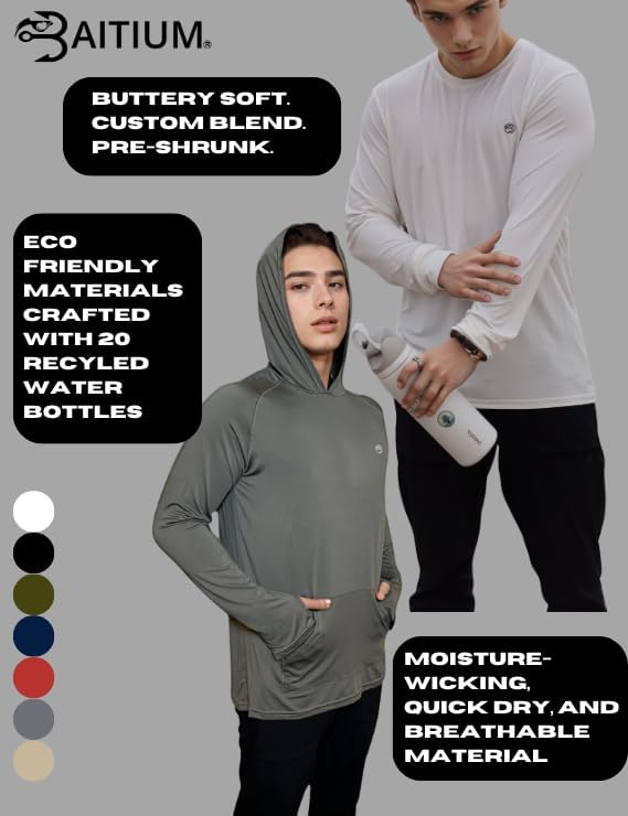 Skiennix Men's Dry-Fit UPF 50+ Sun Shirt - Hooded Long Sleeve Fishing Shirt for Ultimate SPF Protection