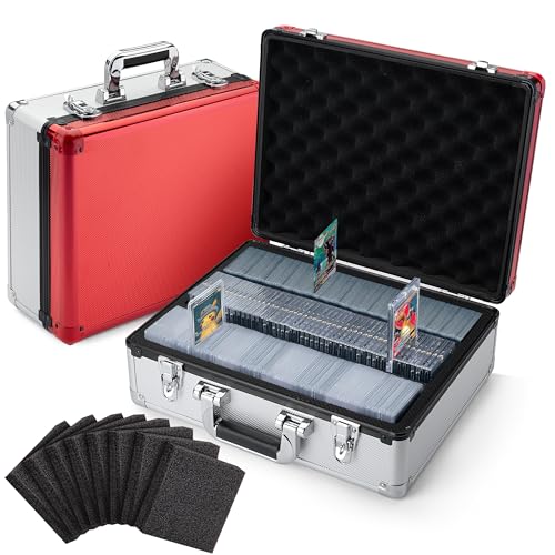 FunGuys Toploader Storage Box for Trading Cards, 3 Rows, Red & Silver, 15.4 x 11.8 x 6.3 Inches