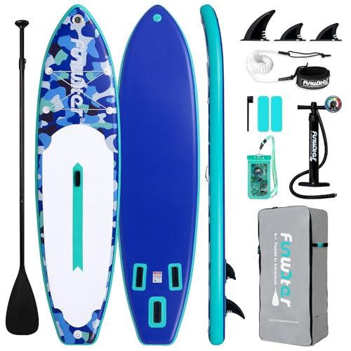 Inflatable Stand Up Paddle Board - 11' Blue Camouflage with Accessories