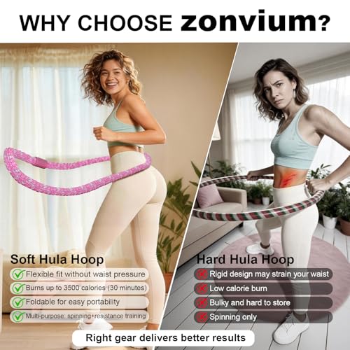 3 lb Soft Spring Hula Hoop - Weighted Fitness Hoop - Pink