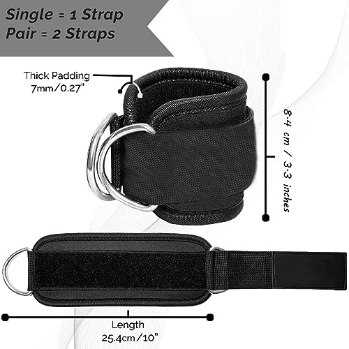 Adjustable Ankle Straps for Cable Machines - Black Pair