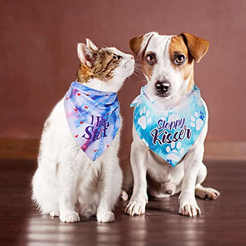 6 Pack Adjustable Tie Dye Dog Bandanas - Colorful Pet Scarves