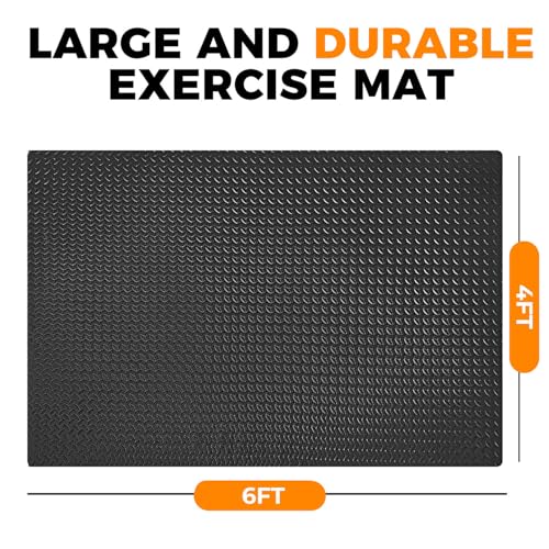 Large Non-Slip Gym Floor Mat 4ft x 6ft x 10mm - Black