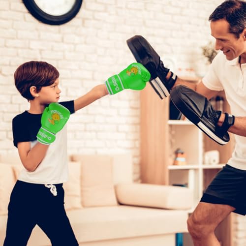 Kids Boxing Gloves - Youth Training Sparring Gloves 6OZ Green