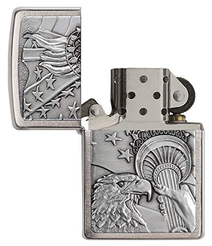 Zippo Eagles Dare Chrome Lighter - Windproof Refillable Flip-Top USA Made