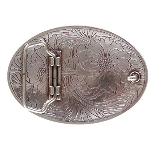 Oval Sunflower Engraved Belt Buckle - Stylish Design