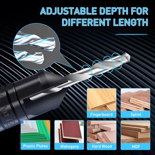 Countersink Drill Bit Set 5 pc,3in1 Woodworking Counterbore Hole Drill Bits,Tapered Countersink Bit,Depth Adjustable M2 Pilot Drill Bits, 82-Degree Chamfer, 1/4¡±Hex Shank