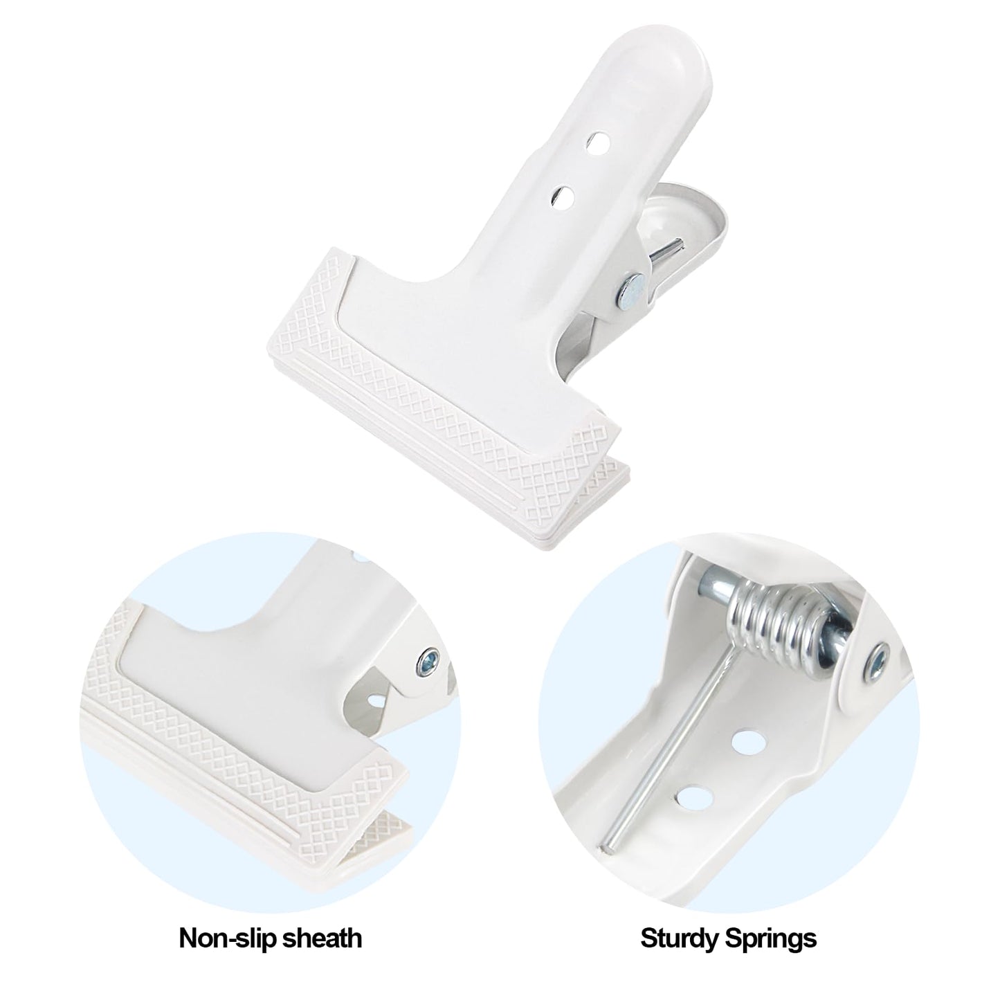 2 Pack 4-1/4" Heavy Duty Spring Clamps Clips, White Metal Rubber Hinge Clip File Clamps for Photography Background Stands, Home Improvement Projects (2.17" Opening)