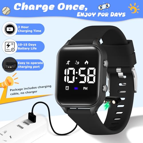 Kids Digital Sports Watch with Fitness Tracker - Black