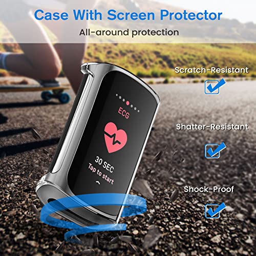 Clear 4-Pack Case for Fitbit Charge 6/5 - Screen Protector
