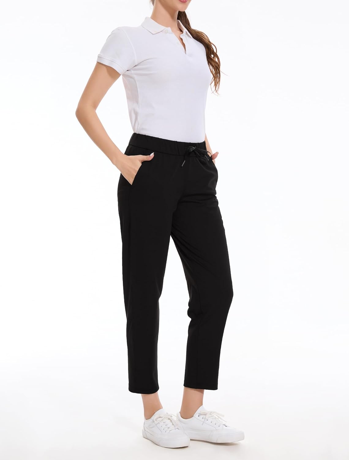 Skiennix Women's Golf Pants - Stretchy 7/8 Ankle Sweatpants with Deep Pockets for Work & Lounge | 2 Pack